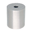 A cylindrical 2-inch brushed stainless steel clad aluminum standoff base with a center threaded hole.