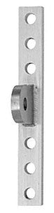 A vertical brushed stainless steel curtain wall mounting plate featuring multiple pre-drilled holes and a central rod attachment point.