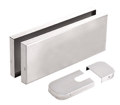 A set of brushed stainless steel hydraulic patch fitting covers and matching end caps shown against a white background.