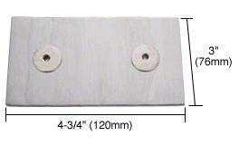 A rectangular brushed stainless steel link patch bracket shown with dimension lines indicating a width of 4-3/4 inches and a height of 3 inches.