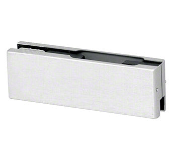 A rectangular brushed stainless steel replacement cover plate for glass door patch fittings.