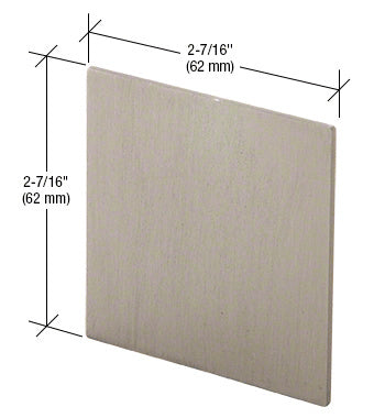 A square brushed stainless anodized end cap for sliding door track systems shown with 2-7/16 inch dimension labels.