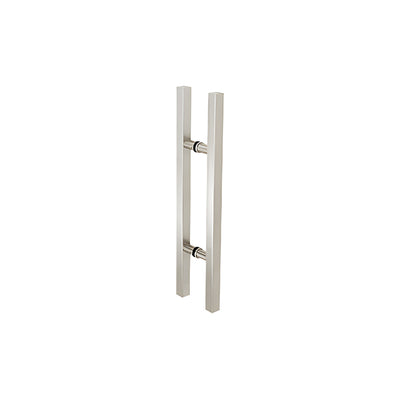 CRL Brushed Stainless Glass Mounted Square Ladder Style Pull Handle with Round Mounting Posts - 24" Overall Length