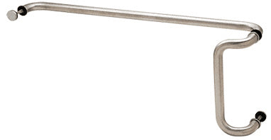 A brushed stainless steel combination push and pull handle set with a 10-inch pull and 28-inch push configuration.
