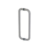 A brushed stainless steel standard pull handle designed for glass mounting.