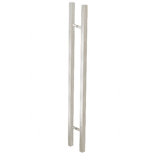 A 60-inch brushed stainless steel ladder style pull handle with square mounting posts shown against a white background.