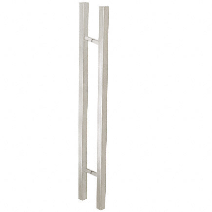 A 48-inch brushed stainless steel ladder style pull handle with square mounting posts shown against a white background.