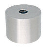 A cylindrical brushed stainless steel clad aluminum standoff base with a central threaded hole.