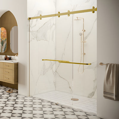 CRL Satin Brass Deluxe 180 Degree Cambridge Series Two Door Bypass Sliding Shower Door System