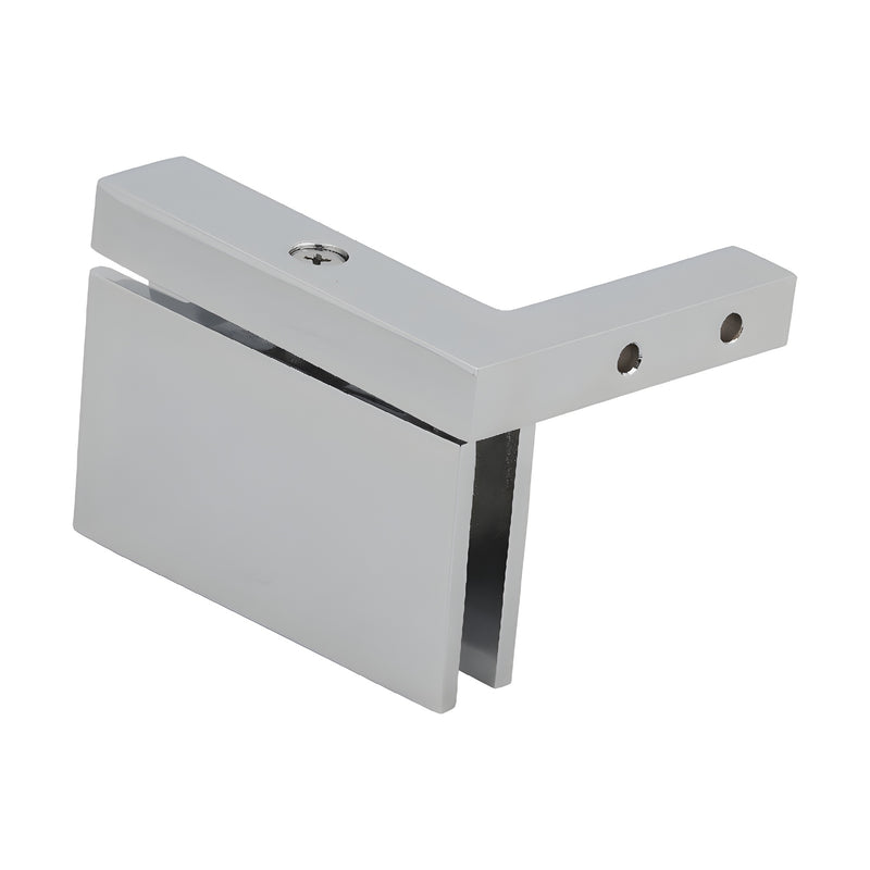 A polished chrome Cardiff series right-hand mount hinge shown from an angled perspective.