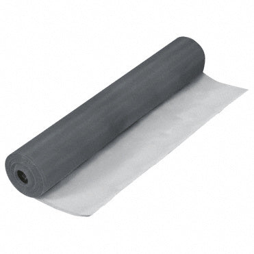 A 100-foot roll of charcoal-colored aluminum screen wire mesh shown partially unrolled.