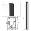 A technical diagram showing the 84-inch height and cross-section profile of the matte black aluminum end post.