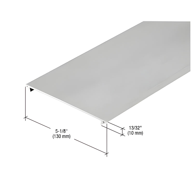 A close-up view of a clear anodized aluminum horizontal flat insert showing its 5-1/8 inch width and 13/32 inch thickness.
