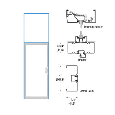 CRL-U.S. Aluminum Clear Anodized Right Hand Open Back Transom Frame for Single Door Offset Hung Surface Mount Closer with Concealed Panic Closer with Concealed Panic