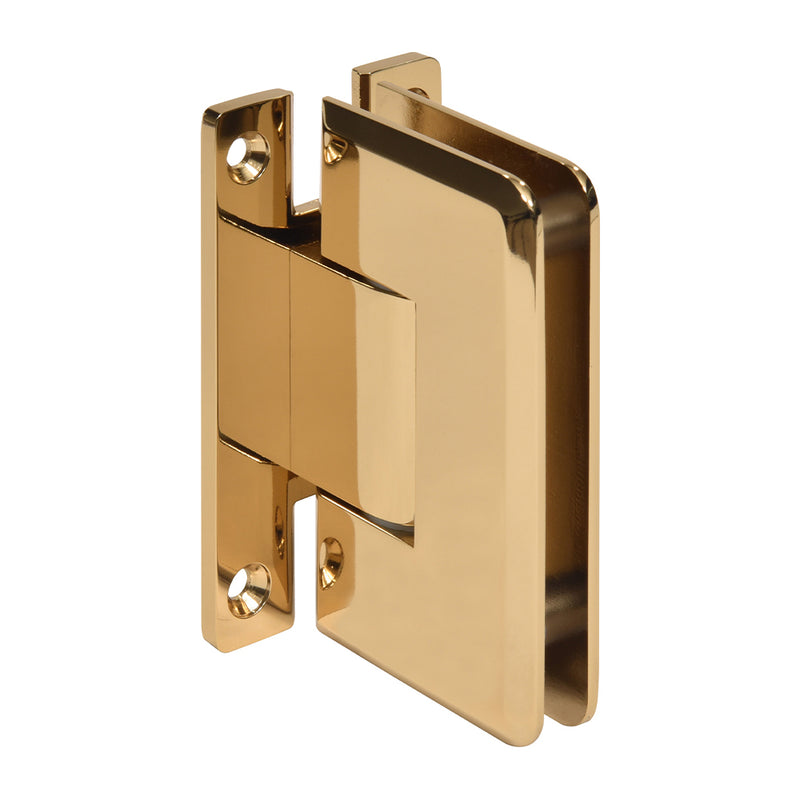 A French Gold Cologne 337 Series wall mount hinge shown from an angled perspective.