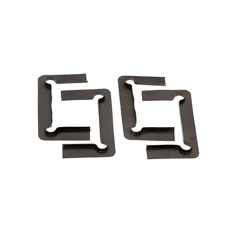 Two black polycarbonate replacement gaskets with fins for Cologne Series hinges are displayed against a white background.