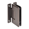 A matte gun metal Cologne 037 series wall mount hinge shown from an angled perspective.