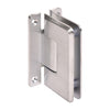 A brushed chrome Cologne 037 series wall mount H-back plate hinge for glass shower doors.