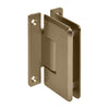 A dark brushed bronze Cologne 037 series wall mount H-back plate hinge for glass shower doors.