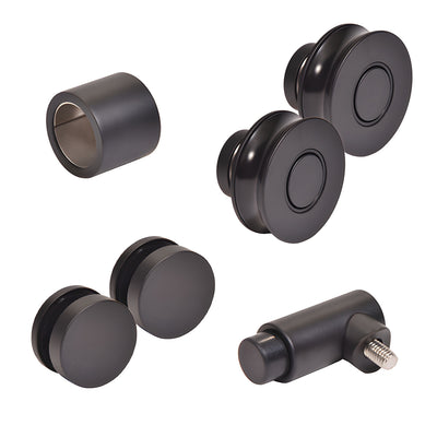CRL Matte Black Replacement Rollers, Fixed Panels, Wall Bracket & Stopper for Colonia Sliding Shower Door System