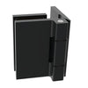 A matte black Como Series wall mount hinge shown from a front-facing perspective.