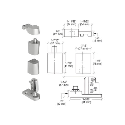 CRL Aluminum Offset Left Hand 0P70 Series Pivot Set