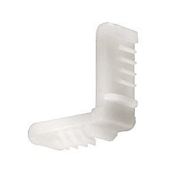A white nylon 1/2 inch corner piece designed for CRL Dual Seal Spacers.