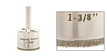 A diamond-plated steel drill bit with a 1-3/8 inch diameter and a 3/8 inch reduced round shank.