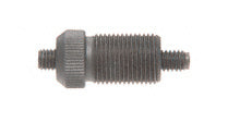 A close-up view of a grey metal 1/4"-20 mandrel and nosepiece component with threaded ends.