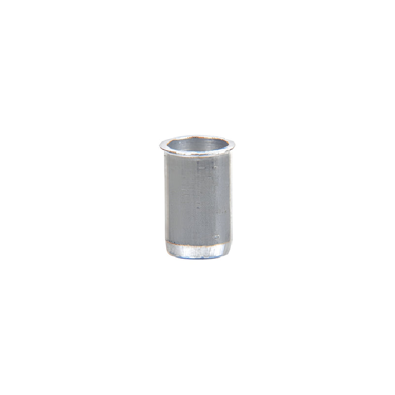 A single silver-colored metal 10-24 rivet-nut fastener shown in a vertical orientation.