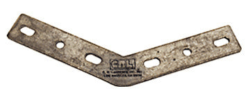 A flat, V-shaped aluminum corner bracket with pre-drilled mounting slots and holes for a Deluxe Header Kit.