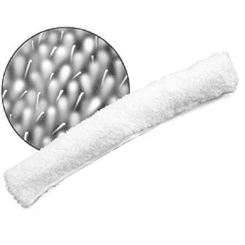 A 14-inch white replacement porcupine scrubber sleeve shown with a circular inset highlighting the textured bristle surface.