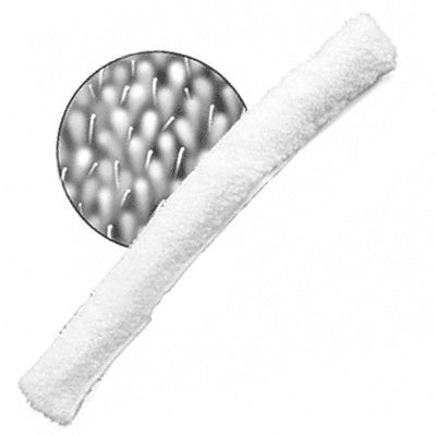 An 18-inch white replacement porcupine scrubber sleeve shown with a circular inset detail of its textured bristle surface.