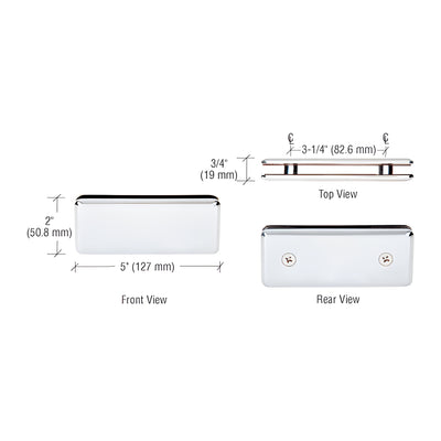 CRL Polished Chrome Beveled 180º Glass-to-Glass Clamp