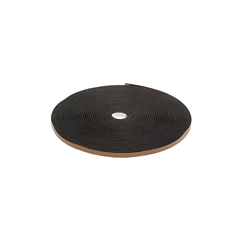 A roll of black 3/16-inch by 3/8-inch closed cell sponge rubber tape with an adhesive backing.