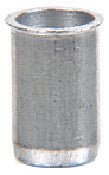 A single silver-colored cylindrical rivet-nut with a flanged top edge.