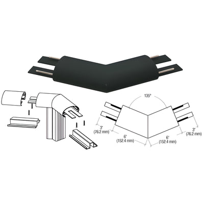 CRL Matte Black 350X Series Top Cap 135º Corner