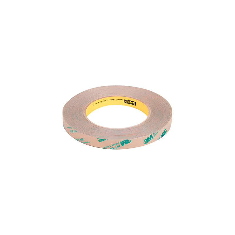 A single roll of 3M adhesive transfer tape with a clear finish and branded paper backing.