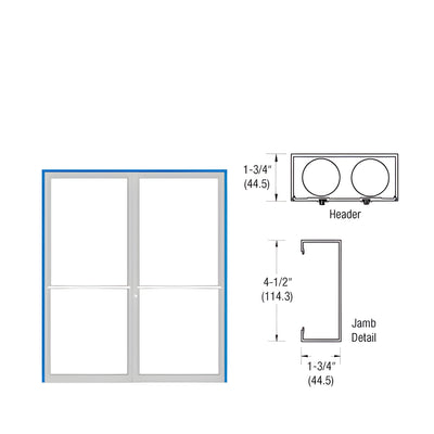 CRL-U.S. Aluminum Custom Sized White KYNAR® Paint Blank 450 Up and Over Double Door Frame
