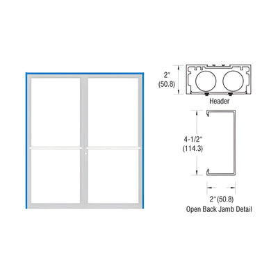 CRL-U.S. Aluminum Bronze Black Anodized 2" x 4-1/2" 451 Series Up and Over Double Door Frame