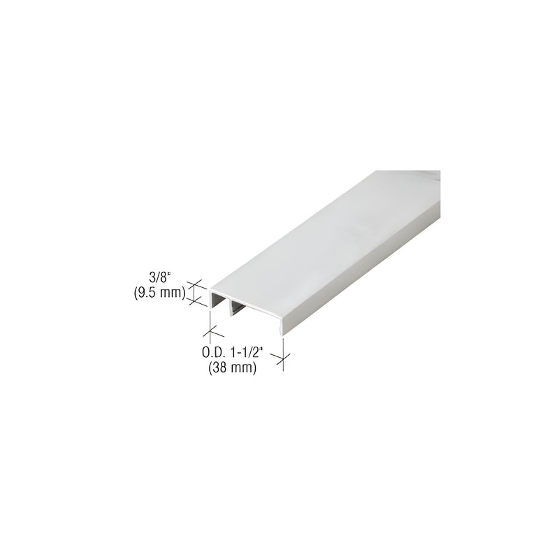 A close-up view of the CRL 487 clear anodized aluminum face trim showing its 1-1/2 inch outer dimension and 3/8 inch profile height.