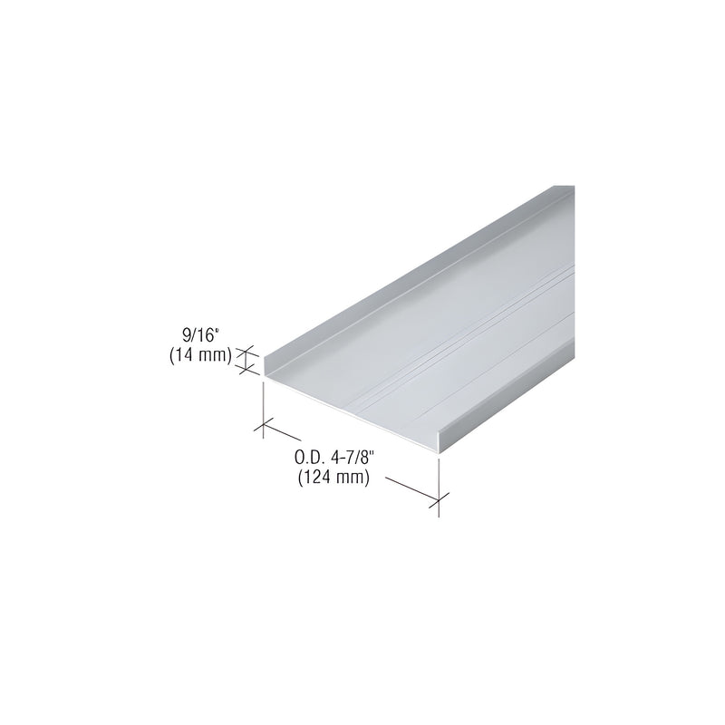 A technical view of the CRL 487 Mill OfficeFront floor track showing its 4-7/8 inch outer dimension and 9/16 inch height.
