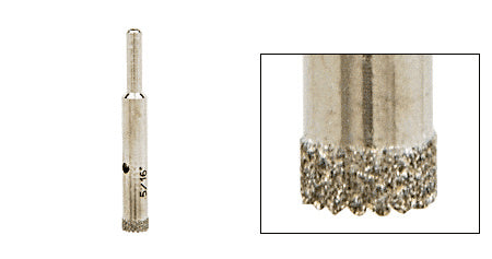 A 5/16 inch diamond-plated steel drill bit with a reduced round shank shown in full and close-up views.