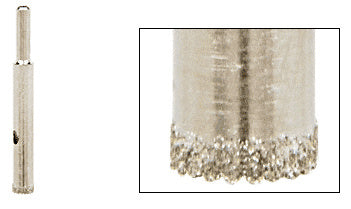 A full view and a close-up detail of the CRL 7/16 inch diamond-plated steel drill bit with a reduced round shank.