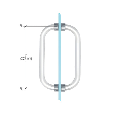 CRL 8" Acrylic Smooth Back-to-Back Shower Door Pull Handle with Chrome Rings