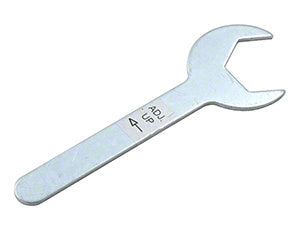 A silver-colored metal CRL adjustable pivot wrench with an arrow and the text ADJ. UP printed on the handle.