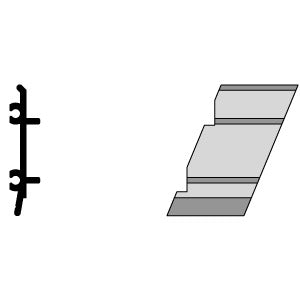 A technical line drawing showing the profile and angled shape of a right hand 135-degree inside corner aluminum component.