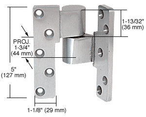 A technical diagram showing the aluminum 3/4 inch offset intermediate right hand pivot with labeled dimensions.
