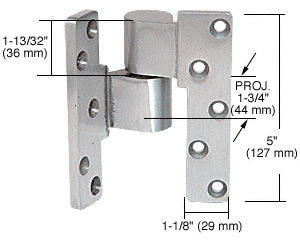 A left-hand aluminum offset intermediate pivot for storefront doors shown with technical dimension labels.