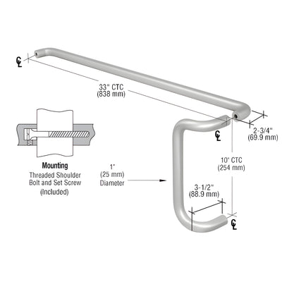CRL Aluminum Push and Offset Pull Set for 36" Door